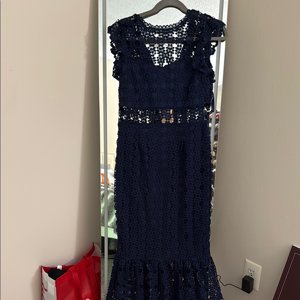 Petal & Pup Blue Sheath Maxi Dress Sleeveless V-Neck